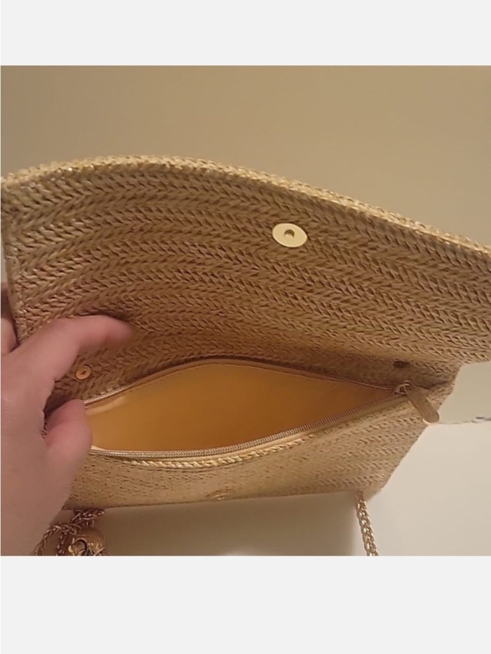 Dior Gold Straw Raffia Woven Cosmetic Zipper Bag Pouch - Picture 9 of 9